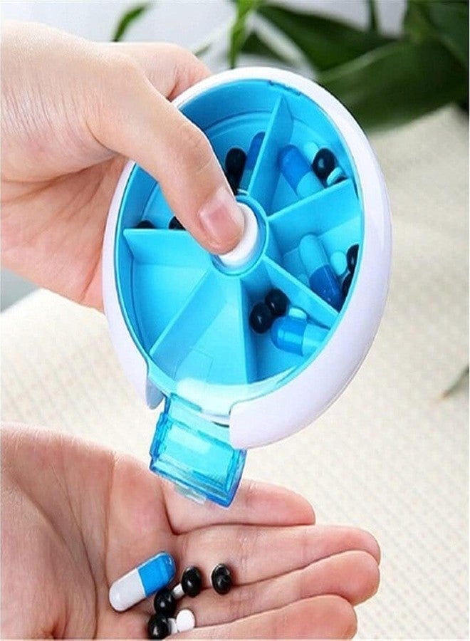 Swejos Round 7 Compartment Rotate Pill Box - Portable Travel Pill Organizer | Spinning Open Tablet Dispenser | Vitamin & Medicine Storage Case | Button Click Pill Holder for Purse, Pocket, Daily Use - Image 2